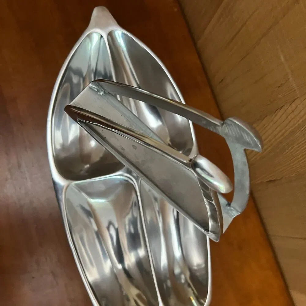 nautical Napkin Condiment Dip Sailboat Shaped Serving Tray sail wood spoons